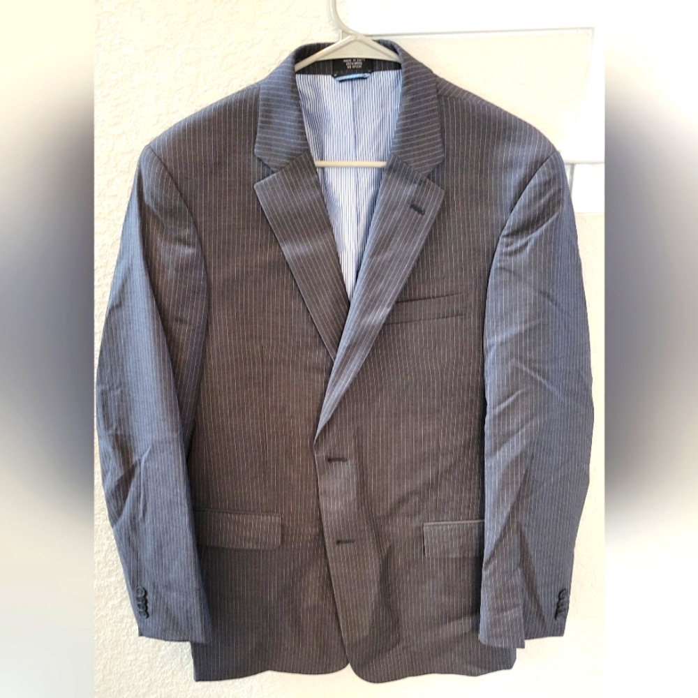 Tommy Hilfiger Mens Blazer Sport Coat Two Button Casual Jacket 42R Gray Pin Stri